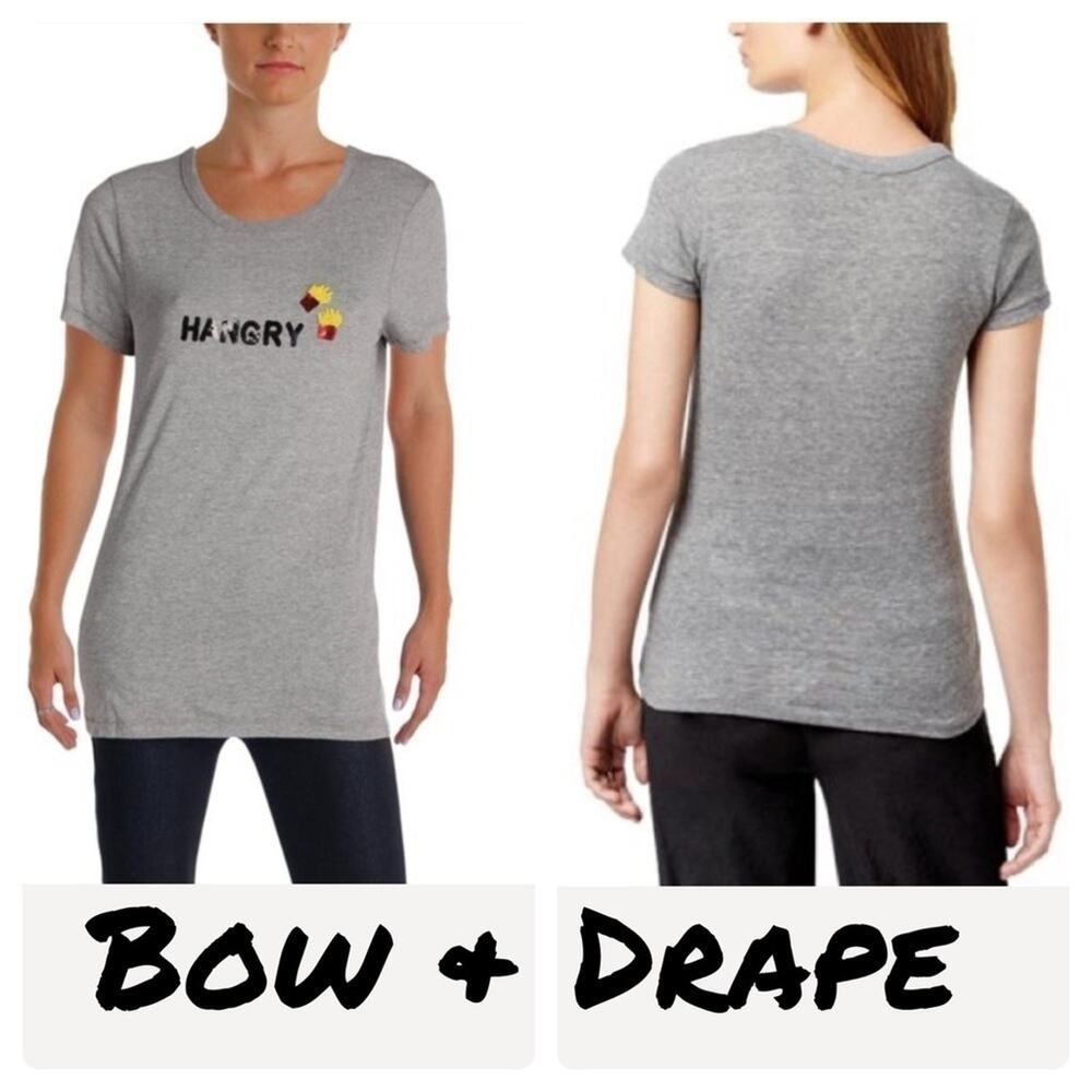 Bow & Drape gray hangry funny t-shirt sequin fries